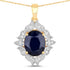 6.44 Carat Genuine Blue Sapphire and White Diamond 14K Yellow Gold Pendant by Bids.com