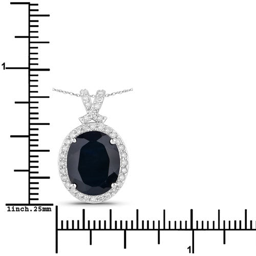6.58 Carat Genuine Blue Sapphire and White Diamond 14K White Gold Pendant by Bids.com