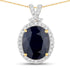 6.58 Carat Genuine Blue Sapphire and White Diamond 14K Yellow Gold Pendant by Bids.com