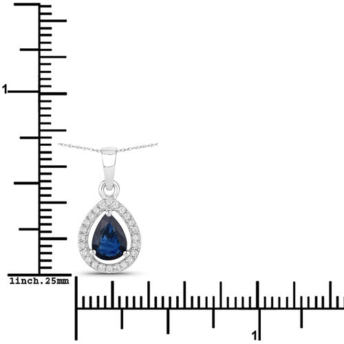 0.91 Carat Genuine Blue Sapphire and White Diamond 14K White Gold Pendant by Bids.com