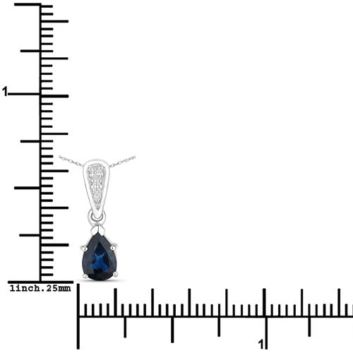 0.85 Carat Genuine Blue Sapphire and White Diamond 14K White Gold Pendant by Bids.com