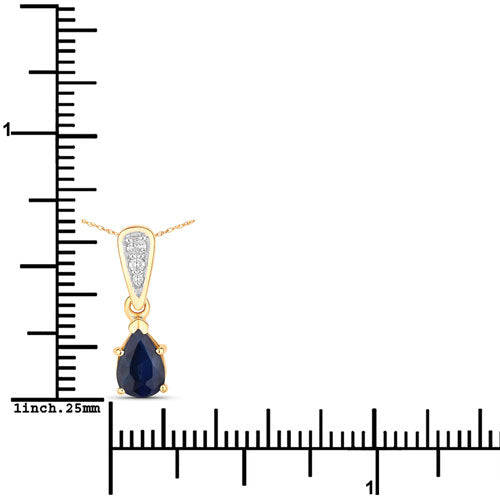 0.85 Carat Genuine Blue Sapphire and White Diamond 14K Yellow Gold Pendant by Bids.com