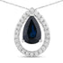 1.15 Carat Genuine Blue Sapphire and White Diamond 14K White Gold Pendant by Bids.com