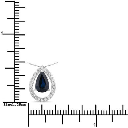 1.15 Carat Genuine Blue Sapphire and White Diamond 14K White Gold Pendant by Bids.com