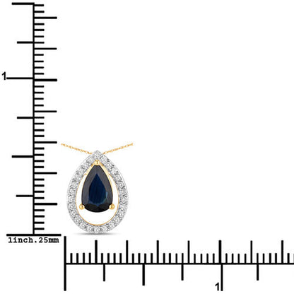 1.15 Carat Genuine Blue Sapphire and White Diamond 14K Yellow Gold Pendant by Bids.com
