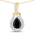 1.48 Carat Genuine Blue Sapphire and White Diamond 14K Yellow Gold Pendant by Bids.com