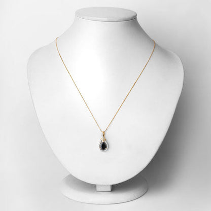 1.48 Carat Genuine Blue Sapphire and White Diamond 14K Yellow Gold Pendant by Bids.com