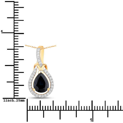 1.48 Carat Genuine Blue Sapphire and White Diamond 14K Yellow Gold Pendant by Bids.com