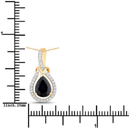 1.48 Carat Genuine Blue Sapphire and White Diamond 14K Yellow Gold Pendant by Bids.com