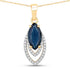 1.42 Carat Genuine Blue Sapphire and White Diamond 14K Yellow Gold Pendant by Bids.com