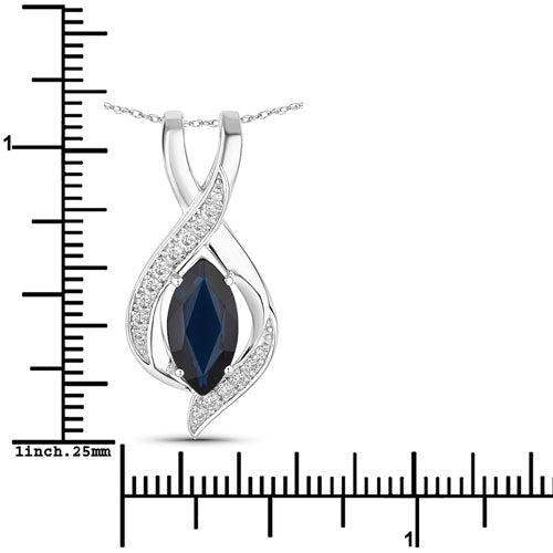 2.27 Carat Genuine Blue Sapphire and White Diamond 14K White Gold Pendant by Bids.com