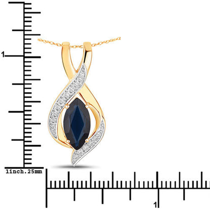 2.27 Carat Genuine Blue Sapphire and White Diamond 14K Yellow Gold Pendant by Bids.com