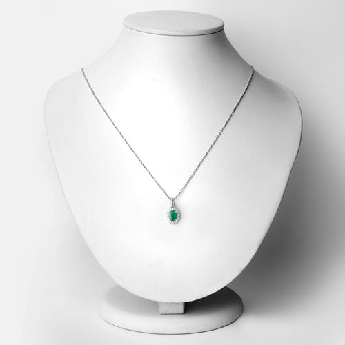 0.89 Carat Genuine Zambian Emerald and Lab Grown Diamond .925 Sterling Silver Pendant by Bids.com