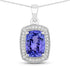 3.01 Carat Genuine Tanzanite and White Diamond 14K White Gold Pendant  DestGlow