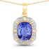 3.07 Carat Genuine Tanzanite and White Diamond 14K Yellow Gold Pendant  DestGlow