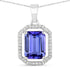2.58 Carat Genuine Tanzanite and White Diamond 14K White Gold Pendant  DestGlow