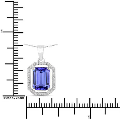 2.58 Carat Genuine Tanzanite and White Diamond 14K White Gold Pendant  DestGlow