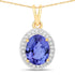 2.44 Carat Genuine Tanzanite and White Diamond 14K Yellow Gold Pendant  DestGlow