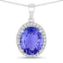 2.85 Carat Genuine Tanzanite and White Diamond 14K White Gold Pendant  DestGlow