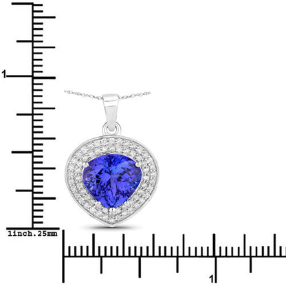 4.17 Carat Genuine Tanzanite and White Diamond 14K White Gold Pendant by Bids.com