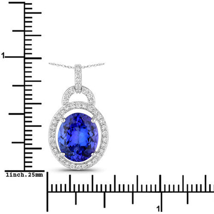 4.06 Carat Genuine Tanzanite and White Diamond 14K White Gold Pendant by Bids.com