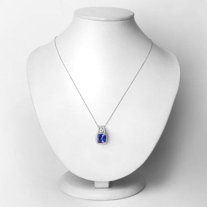 4.30 Carat Genuine Tanzanite and White Diamond 14K White Gold Pendant by Bids.com