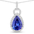 3.49 Carat Genuine Tanzanite and White Diamond 14K White Gold Pendant by Bids.com
