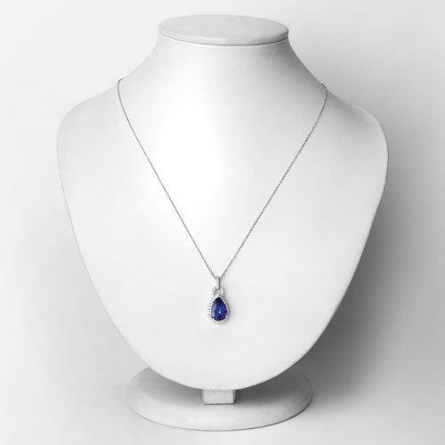 3.49 Carat Genuine Tanzanite and White Diamond 14K White Gold Pendant by Bids.com