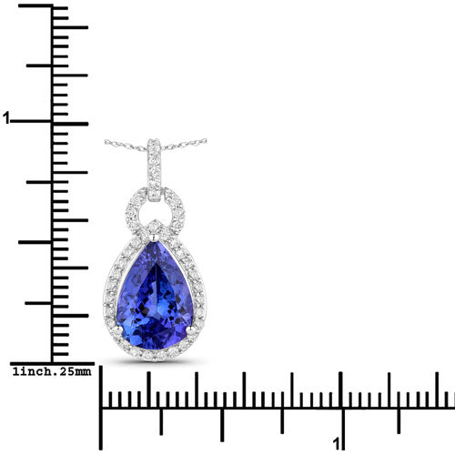 3.49 Carat Genuine Tanzanite and White Diamond 14K White Gold Pendant by Bids.com