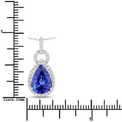 3.49 Carat Genuine Tanzanite and White Diamond 14K White Gold Pendant by Bids.com