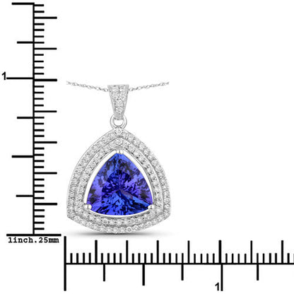 3.93 Carat Genuine Tanzanite and White Diamond 14K White Gold Pendant by Bids.com