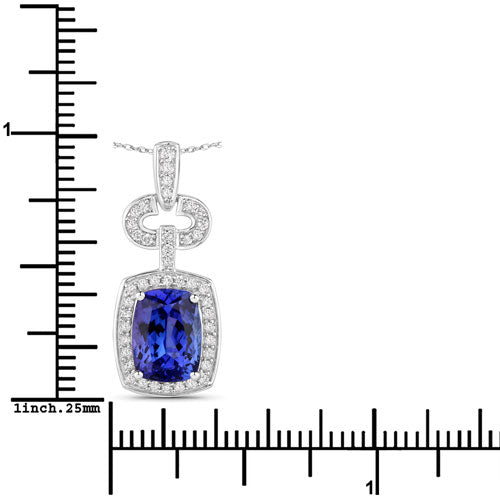 2.62 Carat Genuine Tanzanite and White Diamond 14K White Gold Pendant by Bids.com