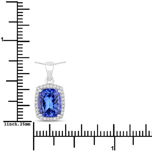 2.70 Carat Genuine Tanzanite and White Diamond 14K White Gold Pendant  DestGlow