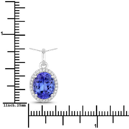 2.36 Carat Genuine Tanzanite and White Diamond 14K White Gold Pendant  DestGlow