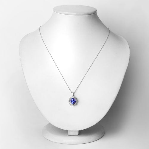 3.14 Carat Genuine Tanzanite and White Diamond 14K White Gold Pendant by Bids.com