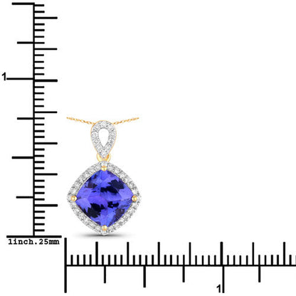 2.54 Carat Genuine Tanzanite and White Diamond 14K Yellow Gold Pendant by Bids.com