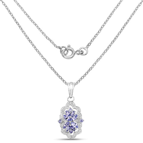 1.03 Carat Genuine Tanzanite &amp; White Topaz .925 Sterling Silver Pendant  DestGlow