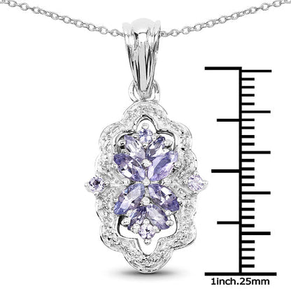 1.03 Carat Genuine Tanzanite &amp; White Topaz .925 Sterling Silver Pendant  DestGlow