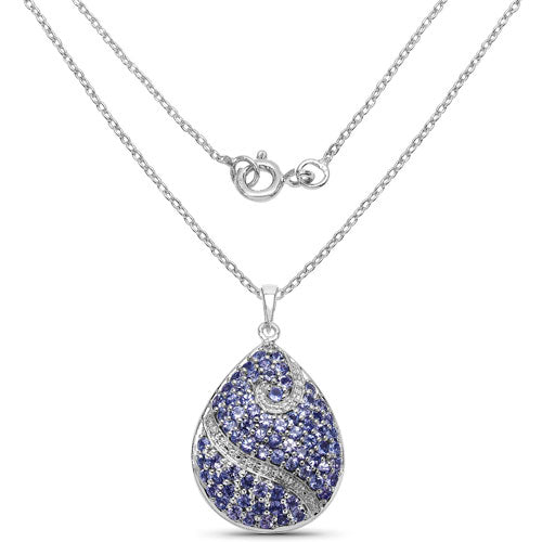 4.72 Carat Genuine Tanzanite .925 Sterling Silver Pendant  DestGlow