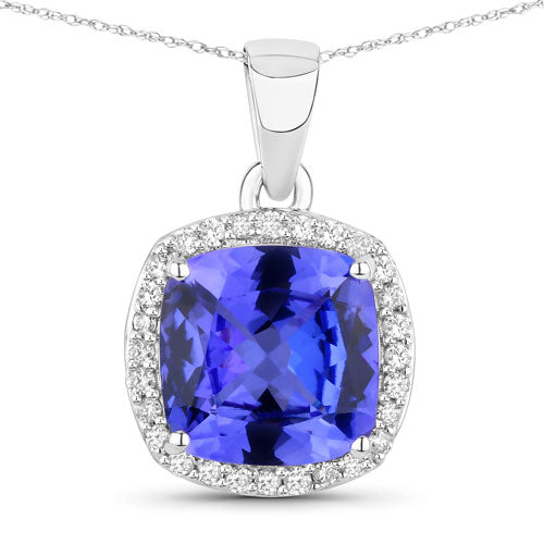 2.65 Carat Genuine Tanzanite and White Diamond 14K White Gold Pendant by Bids.com