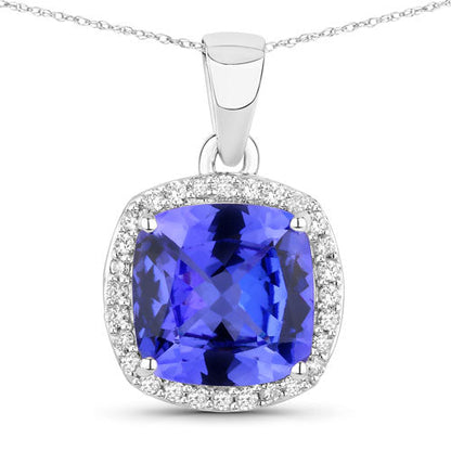 2.65 Carat Genuine Tanzanite and White Diamond 14K White Gold Pendant by Bids.com