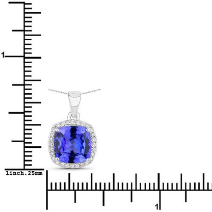 2.65 Carat Genuine Tanzanite and White Diamond 14K White Gold Pendant by Bids.com
