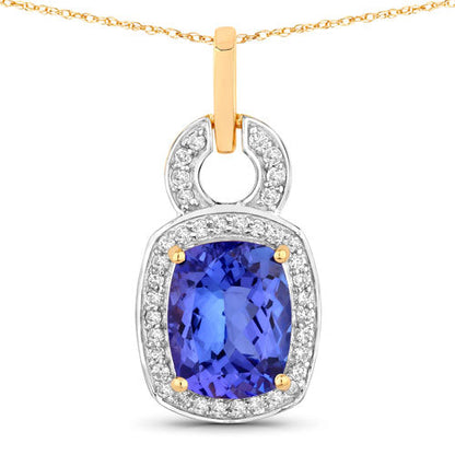 2.23 Carat Genuine Tanzanite and White Diamond 14K Yellow Gold Pendant by Bids.com