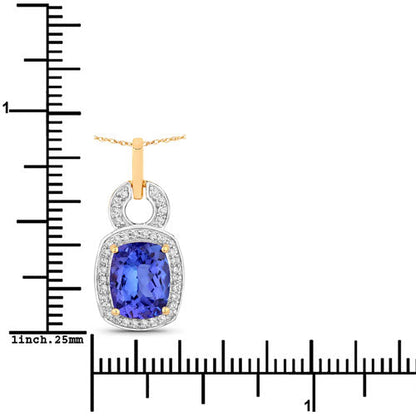 2.23 Carat Genuine Tanzanite and White Diamond 14K Yellow Gold Pendant by Bids.com
