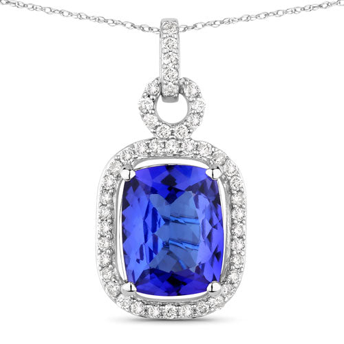 2.25 Carat Genuine Tanzanite and White Diamond 14K White Gold Pendant by Bids.com
