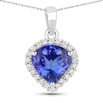 2.53 Carat Genuine Tanzanite and White Diamond 14K White Gold Pendant by Bids.com
