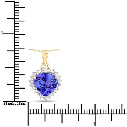 2.66 Carat Genuine Tanzanite and White Diamond 14K Yellow Gold Pendant by Bids.com