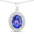 3.21 Carat Genuine Tanzanite and White Diamond 14K White Gold Pendant by Bids.com