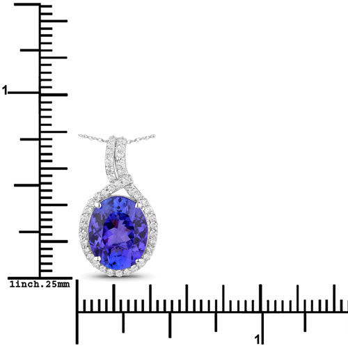 3.21 Carat Genuine Tanzanite and White Diamond 14K White Gold Pendant by Bids.com