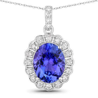 2.93 Carat Genuine Tanzanite and White Diamond 14K White Gold Pendant by Bids.com